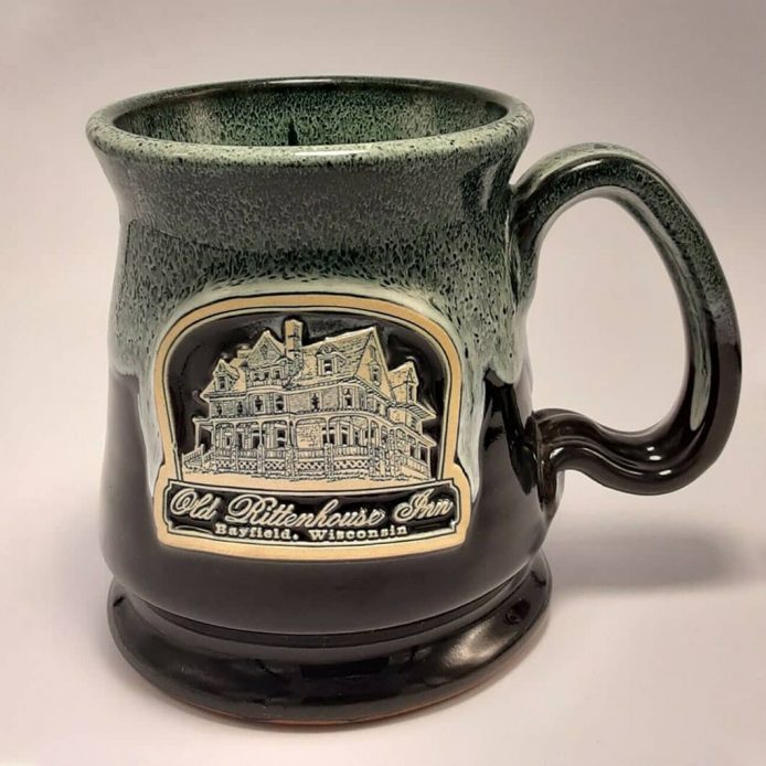 Mug with Old Rittenhouse Inn logo from Deneen Pottery