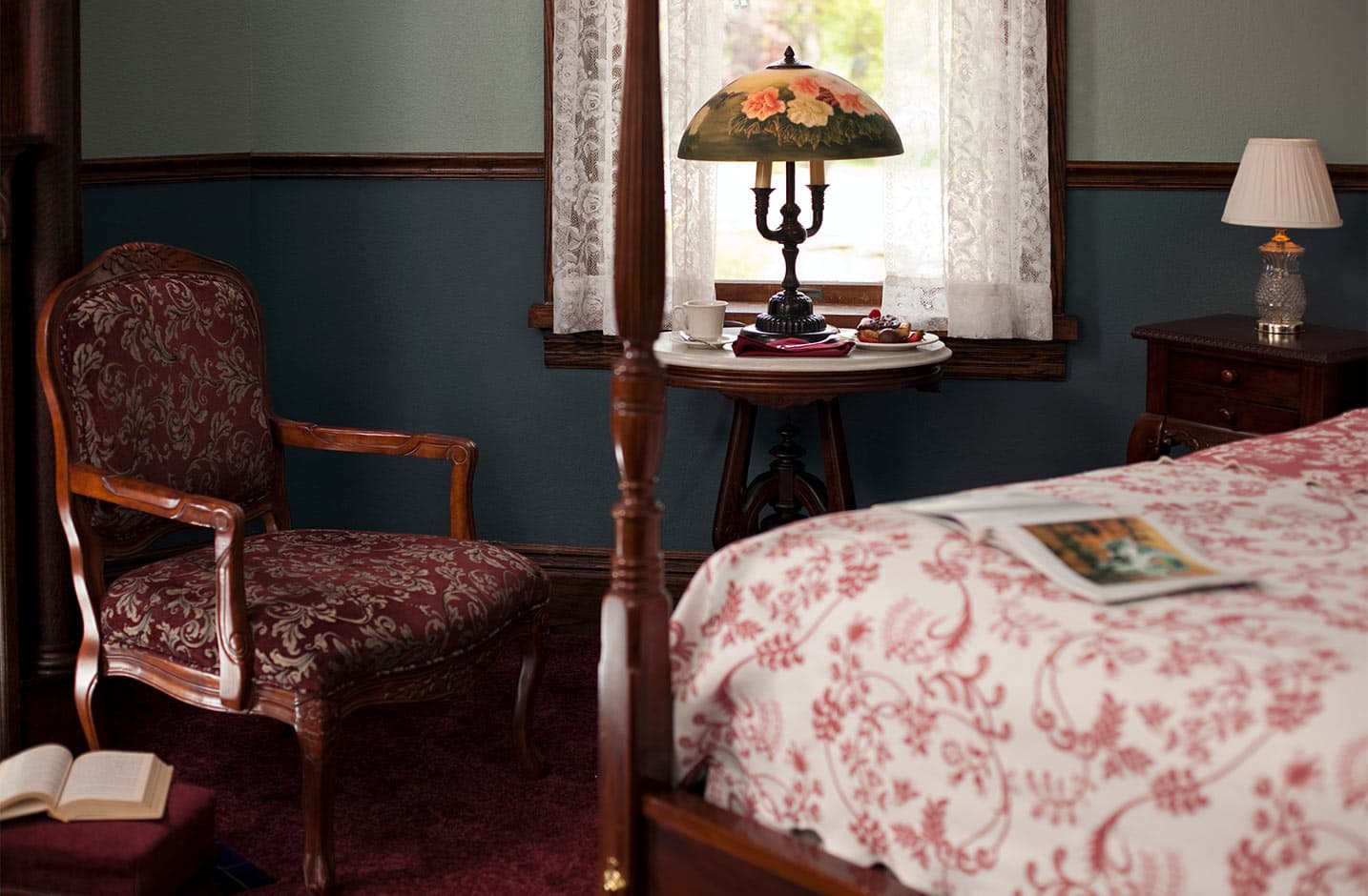 Closeup of chair and table in Room V