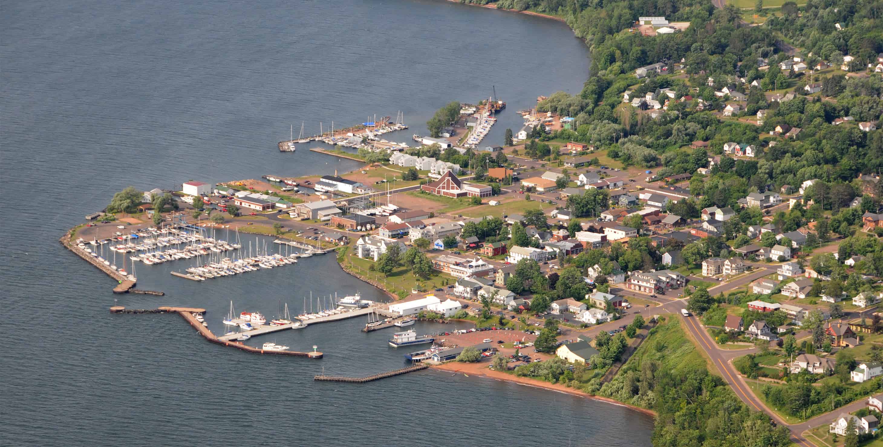Aerial view of Bayfield, WI