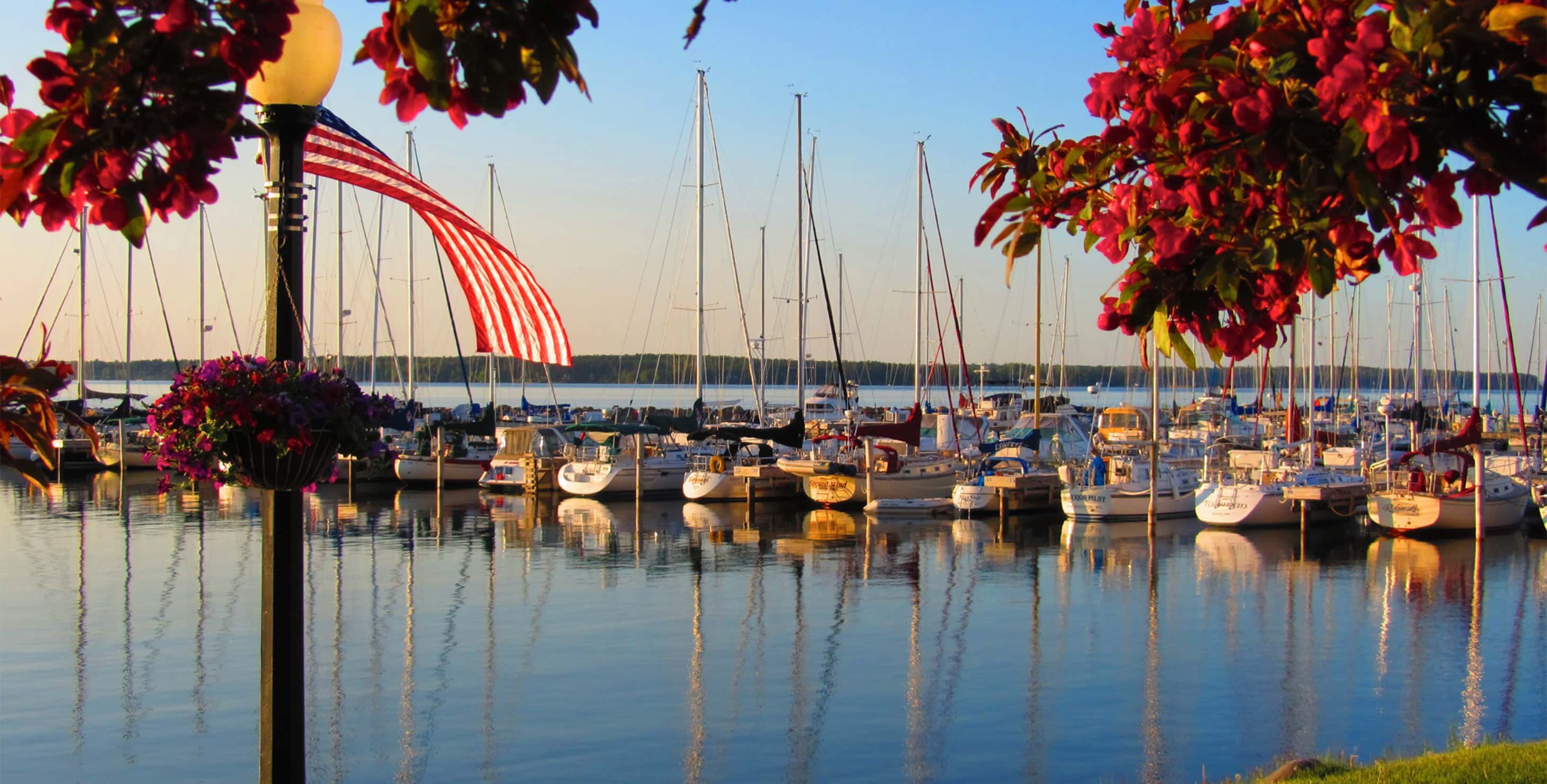 View of boats in the Bayfield Marina