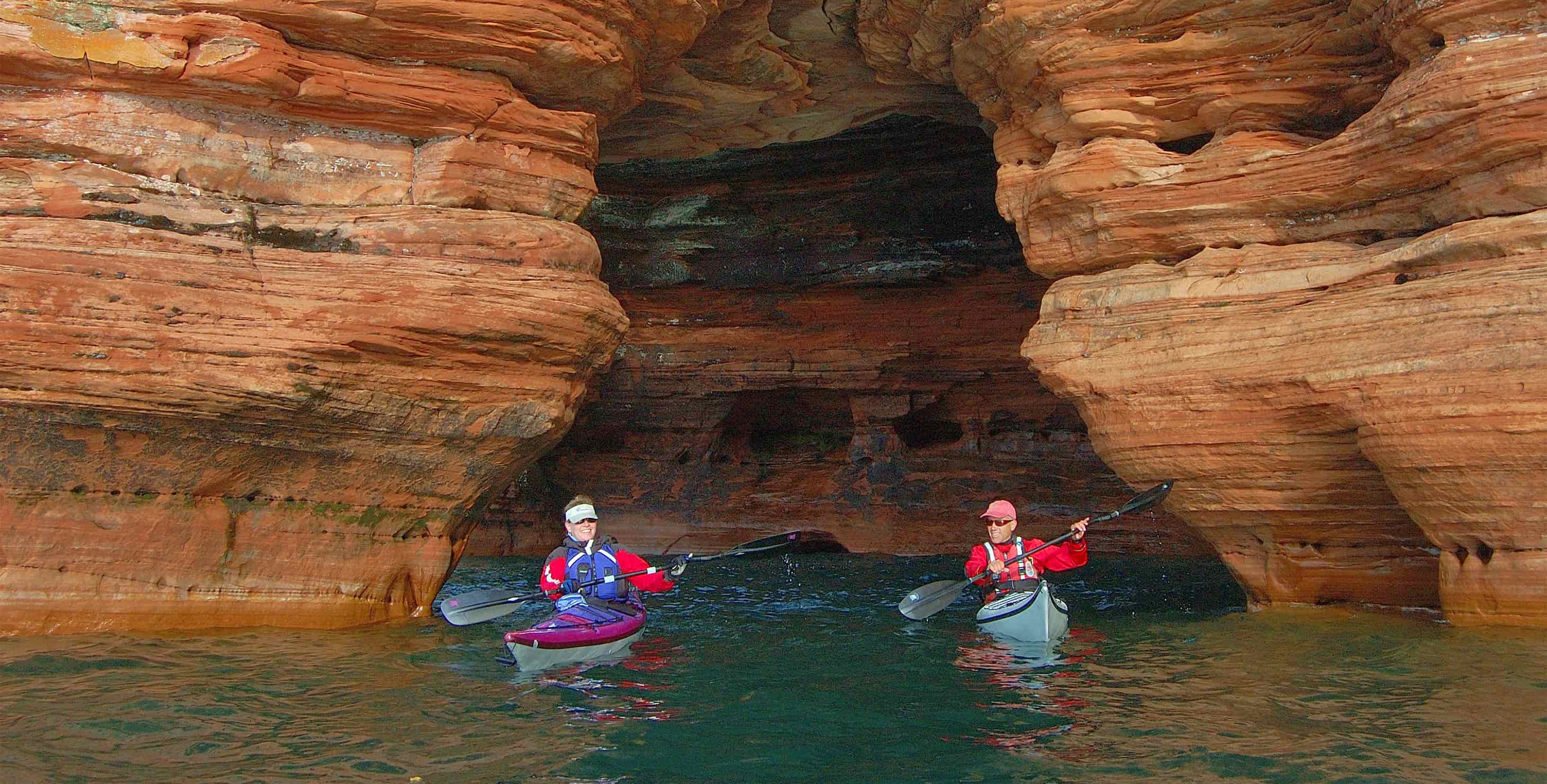 Two kayaks under the Sea Caves