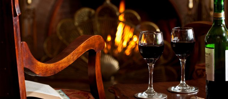 Red Wine by the Fireplace