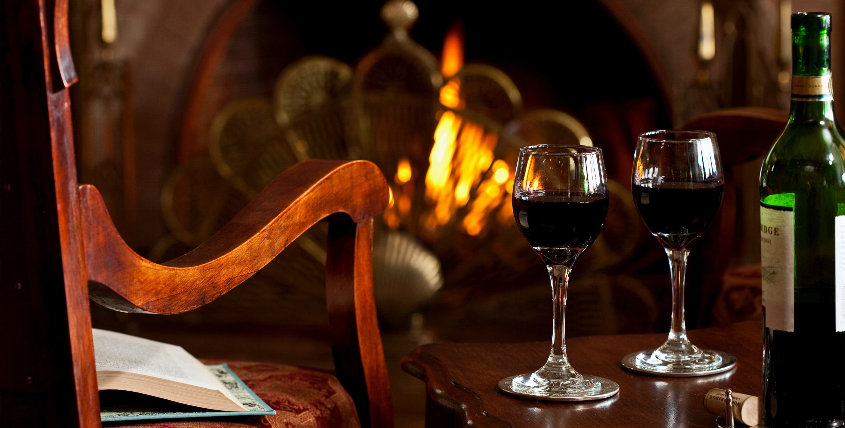 Red Wine by the Fireplace