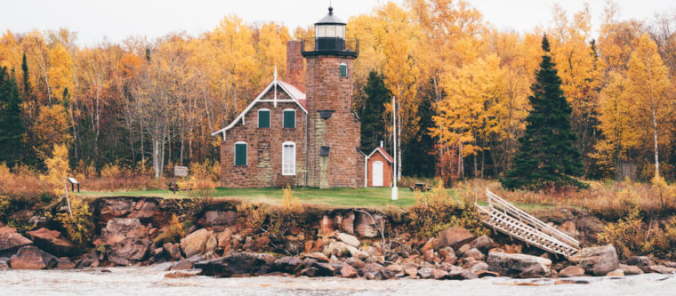Photo of Lake Superior lighthouses during fall