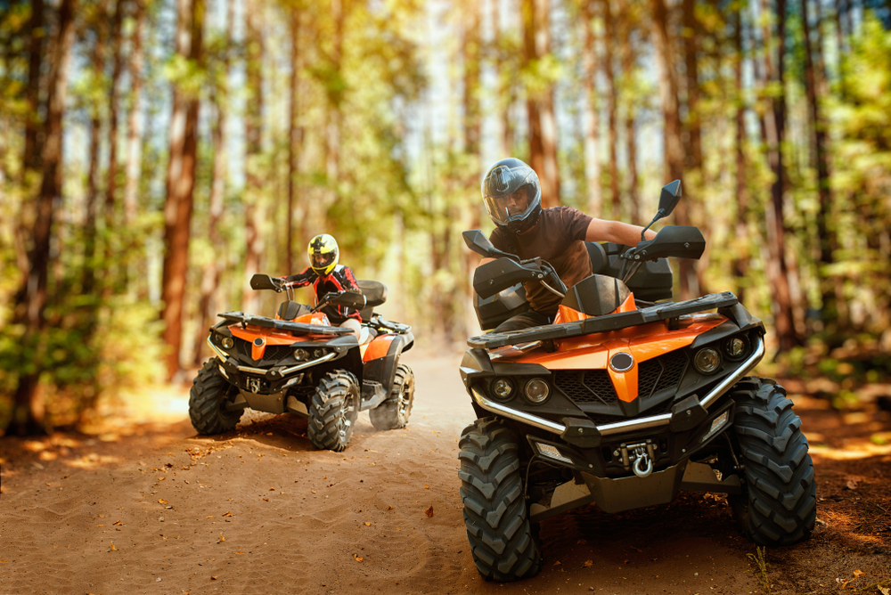 People riding down ATV trails in Bayfield Wisconsin