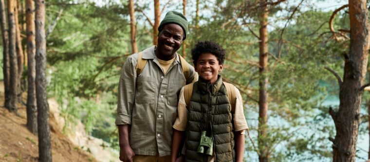 Father and son on a hike, things to do in Bayfield Wisconsin with kids