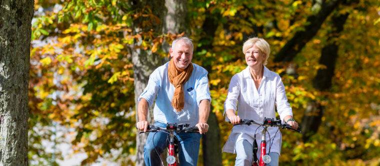 Older couple on Wisconsin bike trails during fall