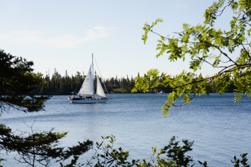 Sail boat on Lake Superior near Bayfield WI